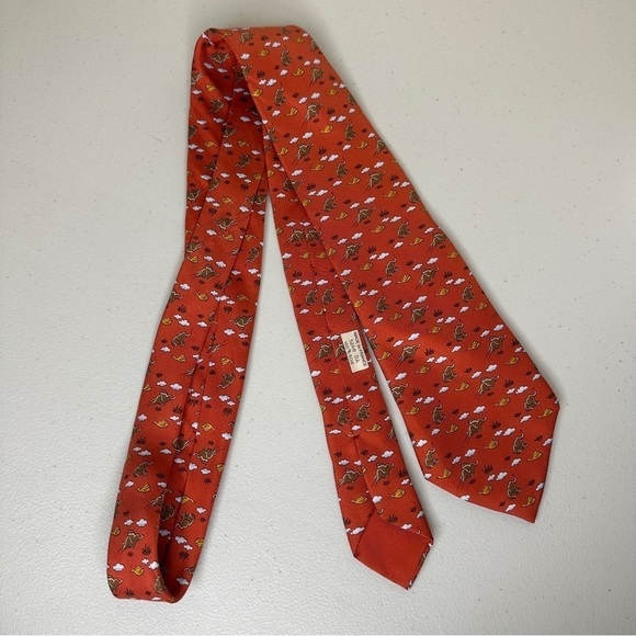Hermes 100% Silk Jumping Elephant Watching Duck Tie - Picture 3 of 6